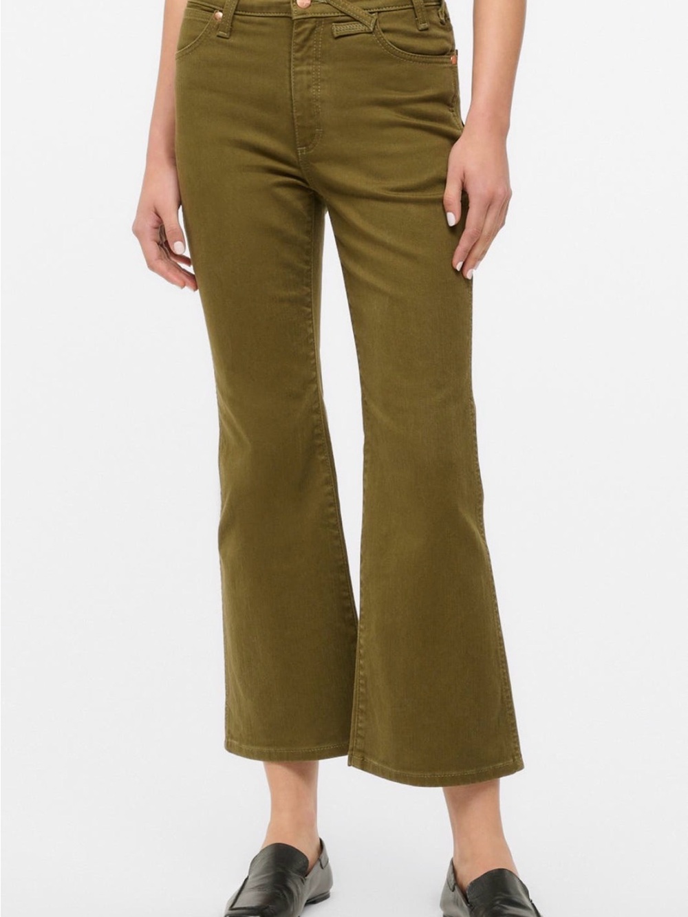 STAUD x Wrangler Olive Green High-Rise Denim Jeans sz 28
